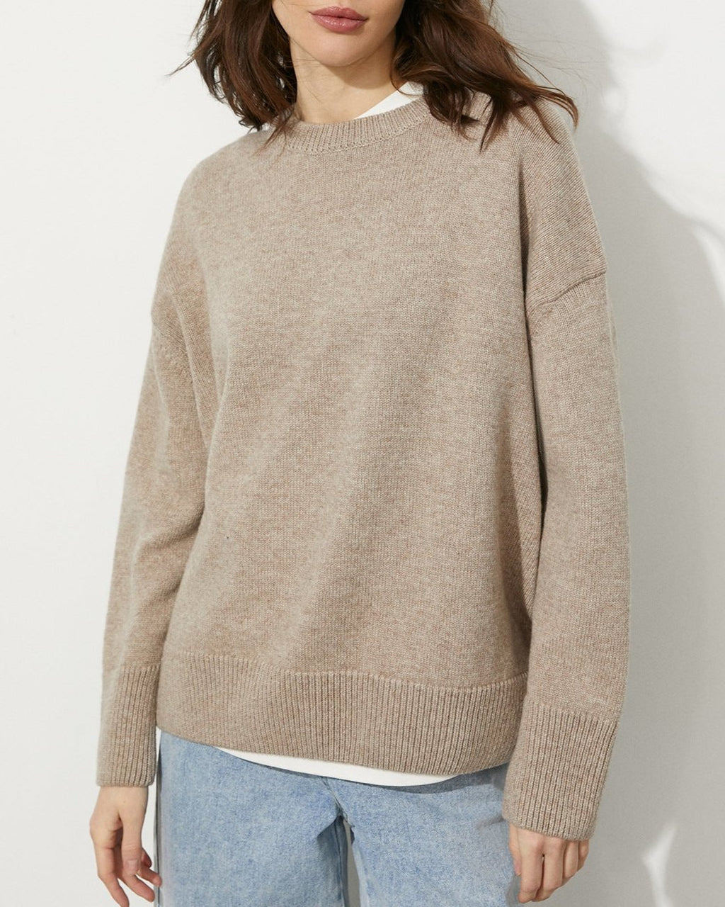 Crew Neck Loose Autumn And Winter Solid Color Knitted Sweater