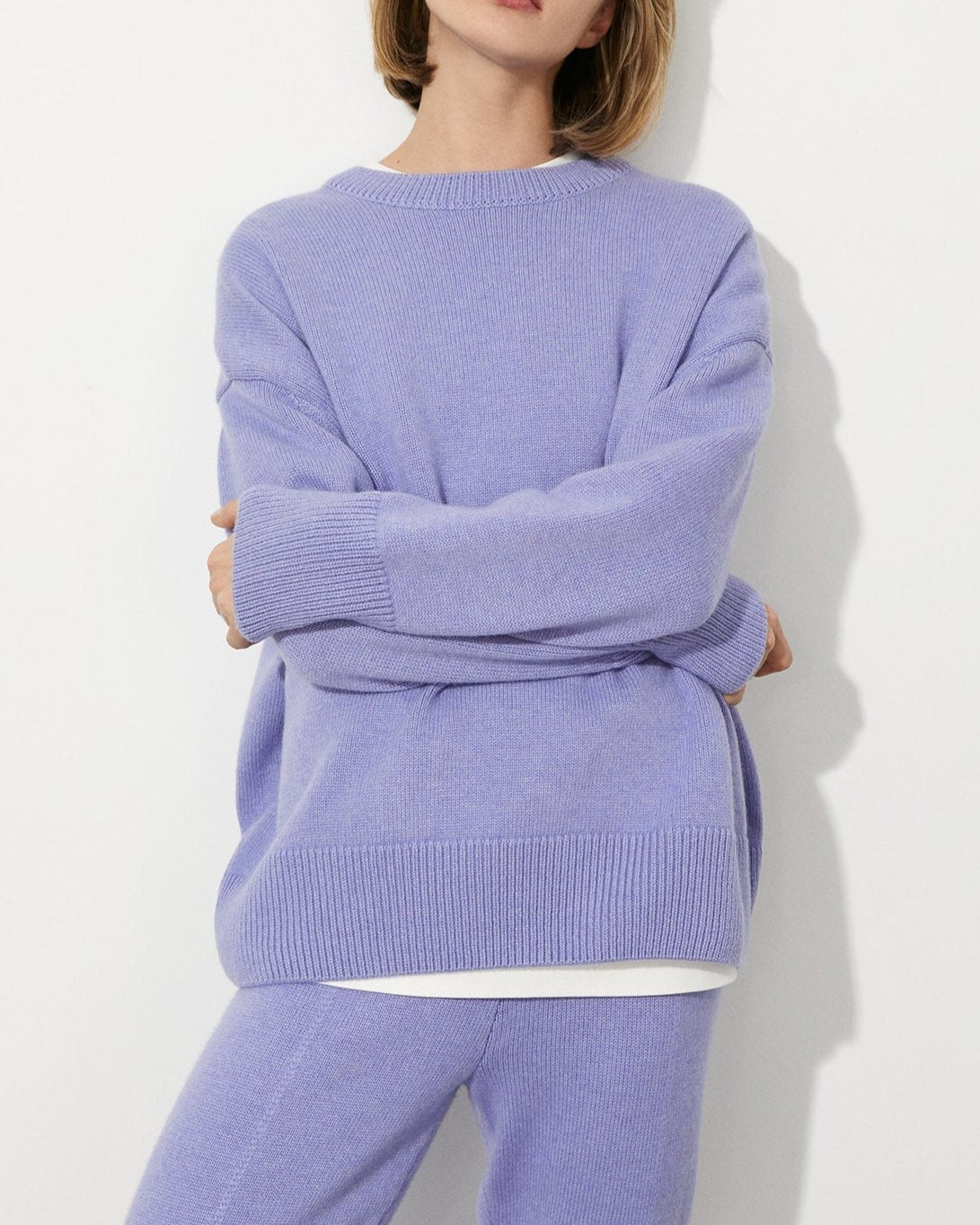 Crew Neck Loose Autumn And Winter Solid Color Knitted Sweater