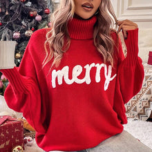 Load image into Gallery viewer, Merry Christmas Turtleneck Long Sleeve Sweater

