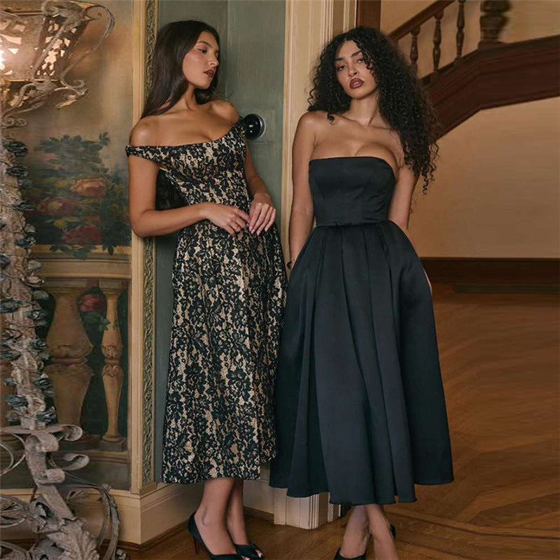 Black Floral Print Straps Midi Dress