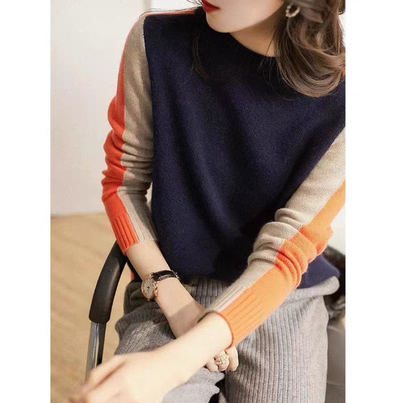 Color Block Long Sleeves Pullover Sweater