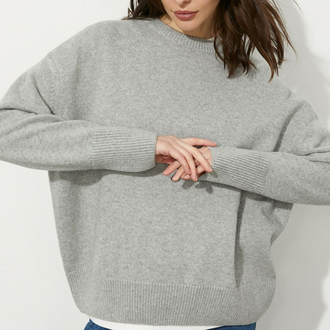 Crew Neck Loose Autumn And Winter Solid Color Knitted Sweater