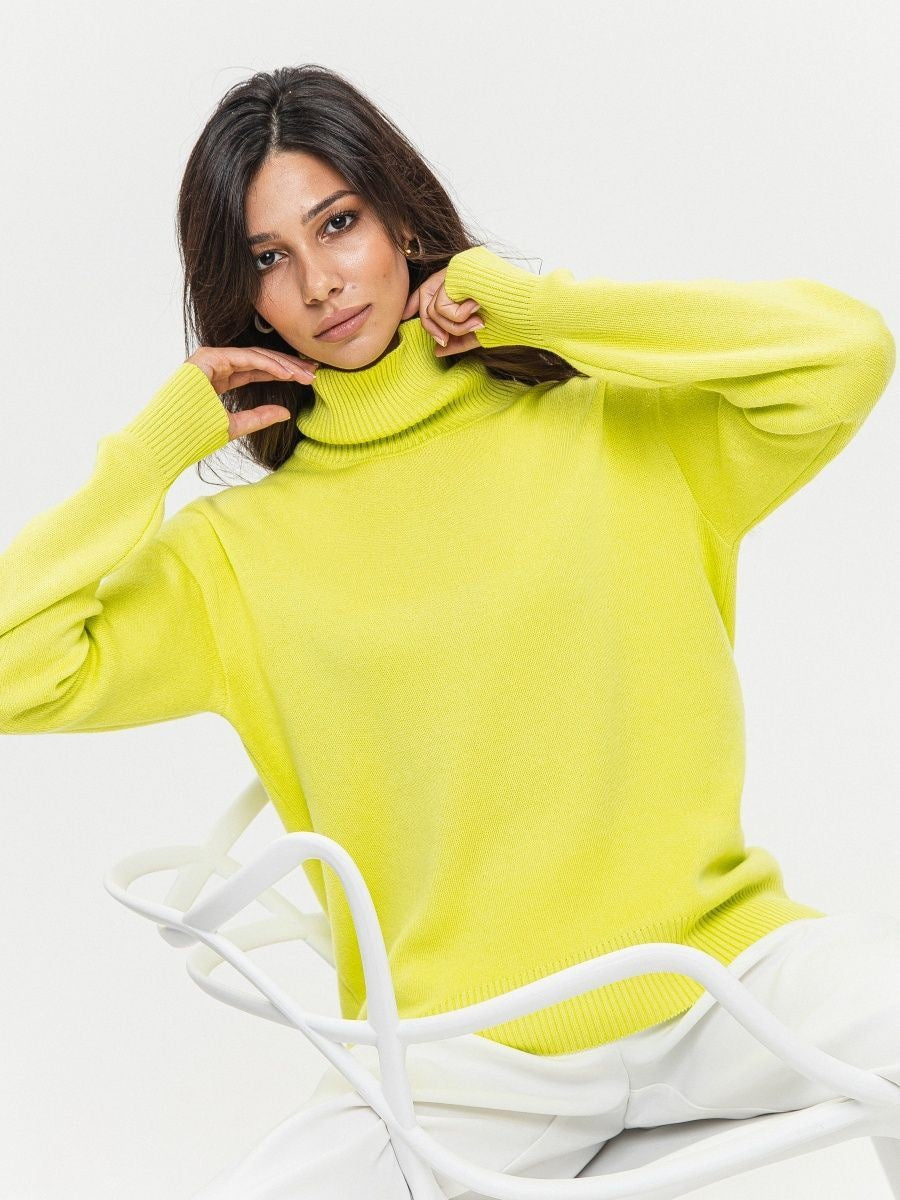 High Collar Knit Oversized Sweater