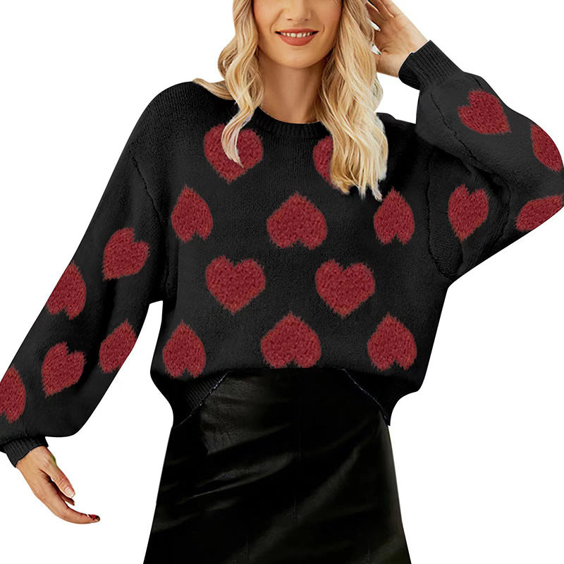 Pullover Sweaters Valentine'S Day Cute Love Pattern Knit Sweater