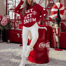 Load image into Gallery viewer, Red LET IT SNOW Christmas Loose Christmas Sweater
