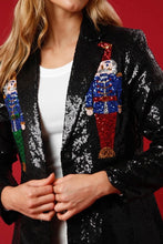 Load image into Gallery viewer, Casual Christmas Nutcracker Sequins Turn-back Collar Blazer Outerwear
