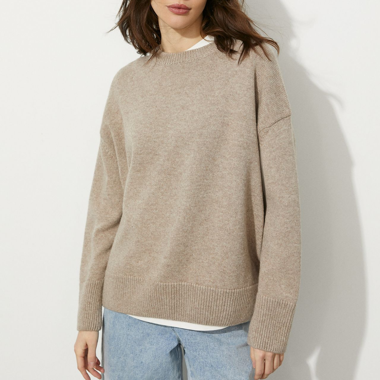Crew Neck Loose Autumn And Winter Solid Color Knitted Sweater