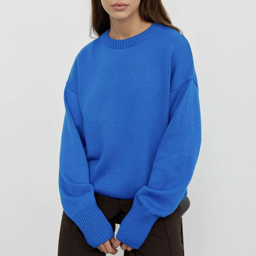 Crew Neck Ribbed Knit Pullover Sweater