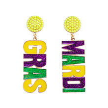 Load image into Gallery viewer, Mardi Gras Beaded Earrings
