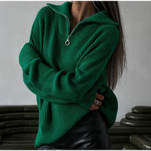 Load image into Gallery viewer, Simple Collar Zipper Sweater
