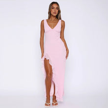 Load image into Gallery viewer, Sexy Ruffle V Neck Split Side Midi Dress
