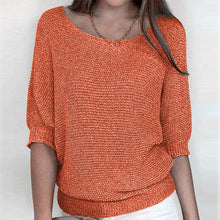 Load image into Gallery viewer, Round Neck Three-Quarter Sleeve Knitted Sweater
