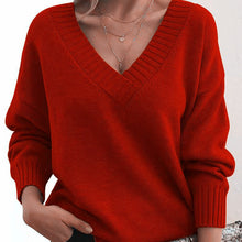 Load image into Gallery viewer, Long Sleeve V Neck Loose Sweaters Knit Pullover
