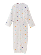 Load image into Gallery viewer, White V-neck Embroidery Long Sleeve Midi Dress
