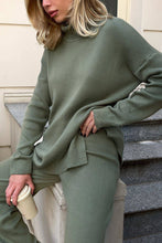 Load image into Gallery viewer, Oversize Turtleneck Long Sleeve Slit Trim Pullover Sweater
