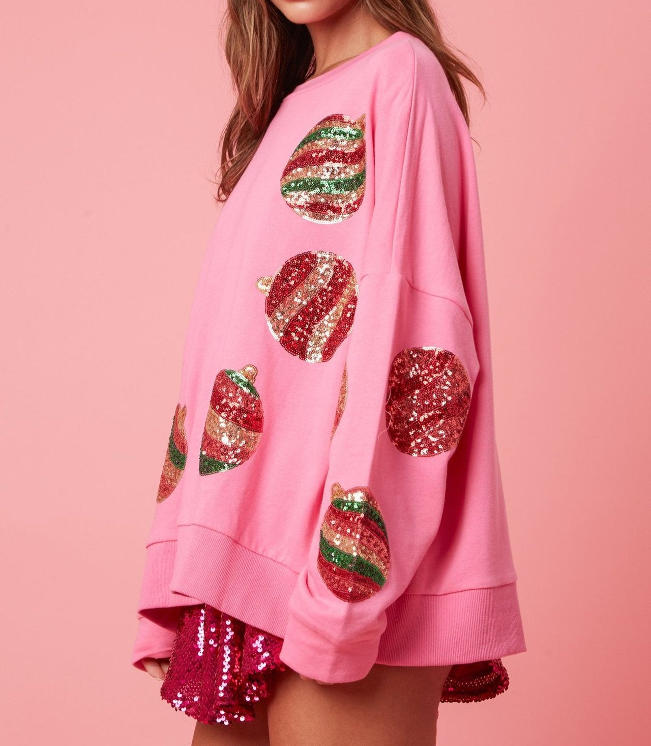 Christmas Egg Sequined Casual Long Sleeve Sweatshirt