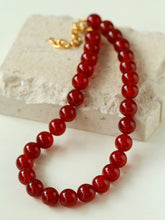 Load image into Gallery viewer, Vintage 18k Gold Plated Big Red Beaded Choker Necklace
