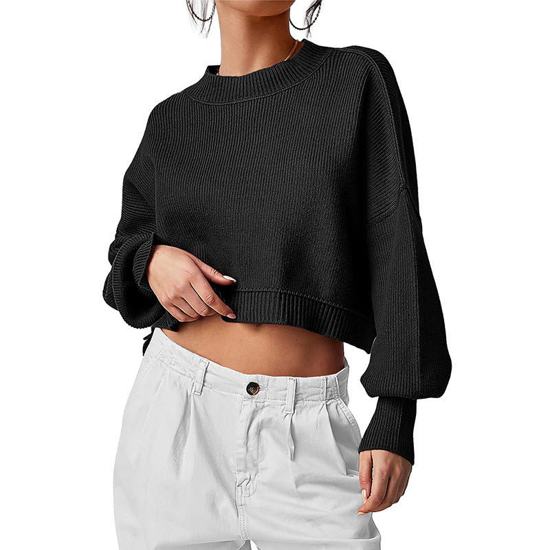 Round Neck Dropped Shoulder Sweater