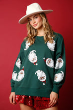 Load image into Gallery viewer, Christmas Sequin Santa French Terry Sweatshirt
