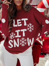 Load image into Gallery viewer, Red LET IT SNOW Christmas Loose Christmas Sweater
