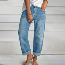 Load image into Gallery viewer, Casual Boyfriend Style Button Down Straight Leg Jeans
