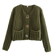 Load image into Gallery viewer, Classic Long Sleeves Pockets Cardigan
