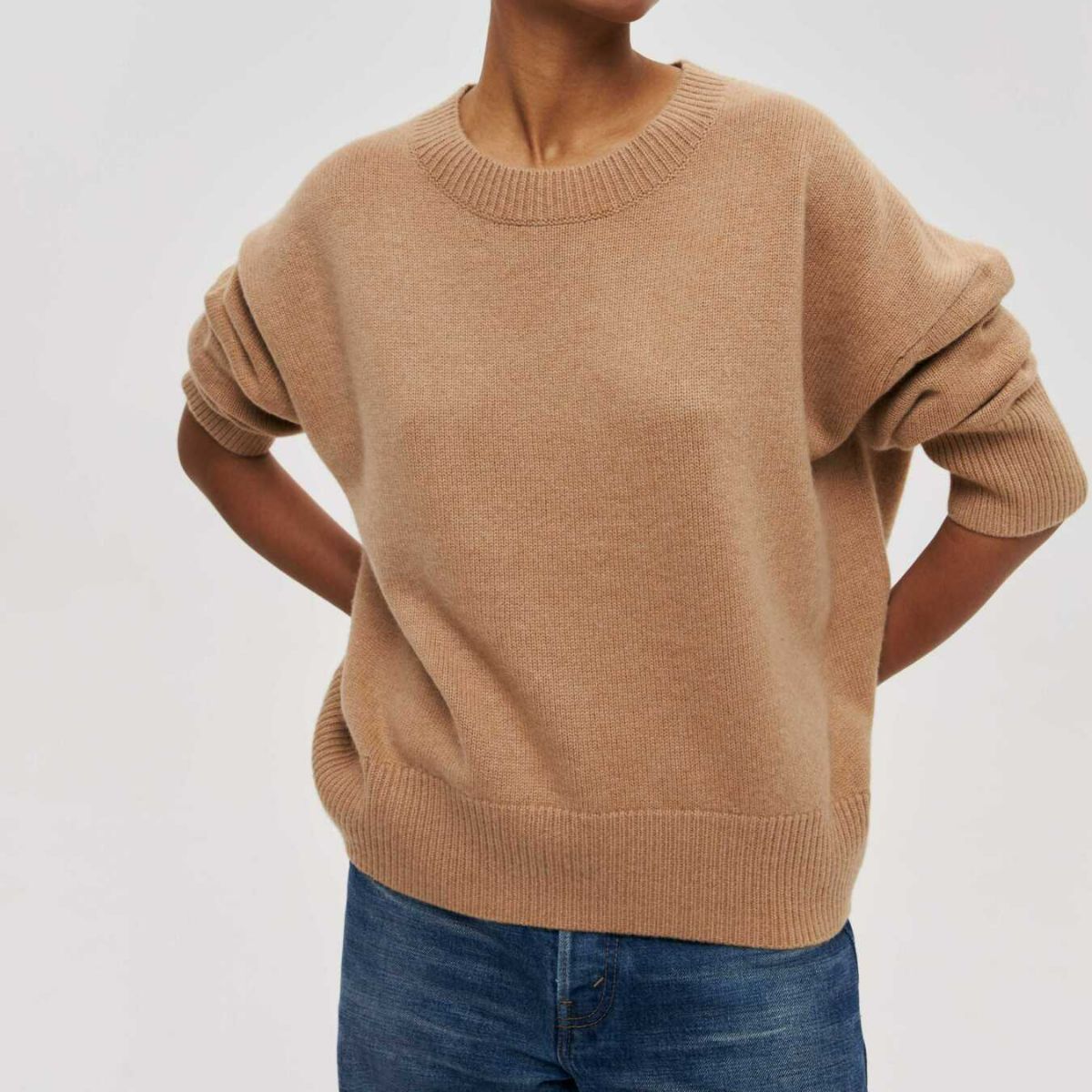 Crew Neck Loose Autumn And Winter Solid Color Knitted Sweater