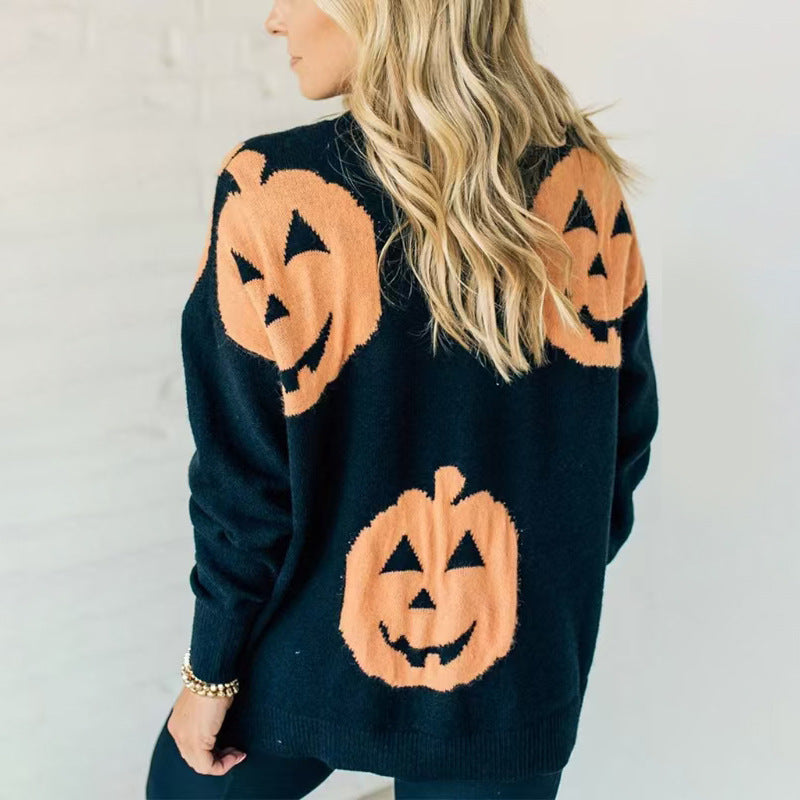 Halloween Jack O Lantern Loose Sweater