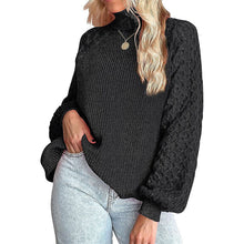 Load image into Gallery viewer, Trendy Chunky Warm Turtleneck Cable Knit Lantern Sleeve Pullover Sweater
