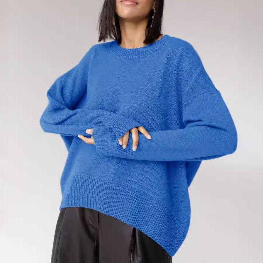 Crew Neck Ribbed Knit Oversized Pullover Sweater