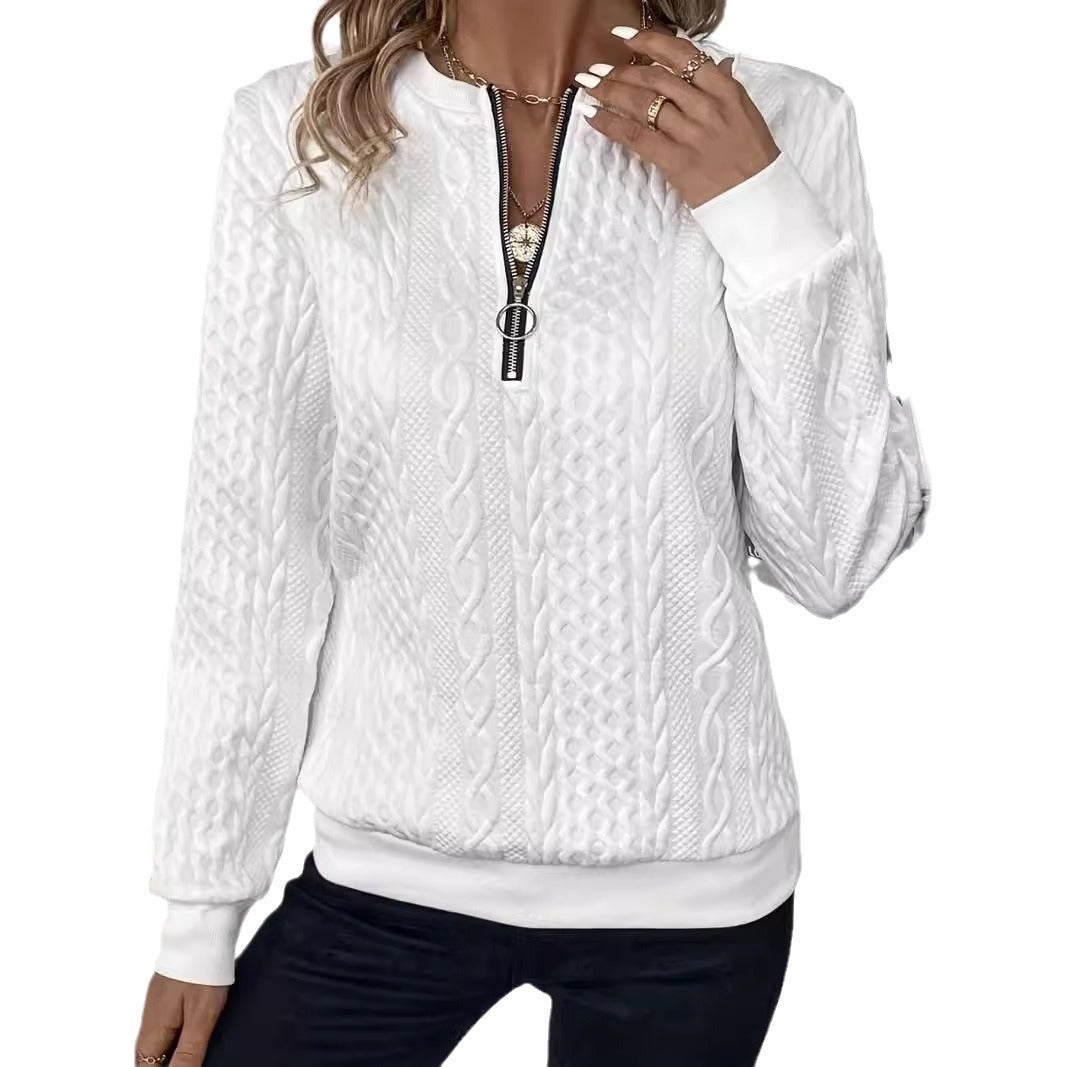 Casual Long Sleeve Zipper Solid Color Sweatshirt