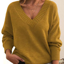 Load image into Gallery viewer, Long Sleeve V Neck Loose Sweaters Knit Pullover
