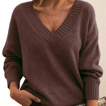 Load image into Gallery viewer, Long Sleeve V Neck Loose Sweaters Knit Pullover
