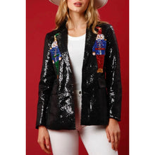 Load image into Gallery viewer, Casual Christmas Nutcracker Sequins Turn-back Collar Blazer Outerwear
