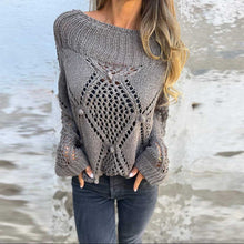 Load image into Gallery viewer, Loose Hollow Round Neck Casual Knitted Sweater
