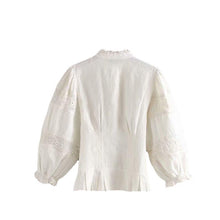 Load image into Gallery viewer, Princess Long Sleeves Embroidery Hollow Out Linen Shirt
