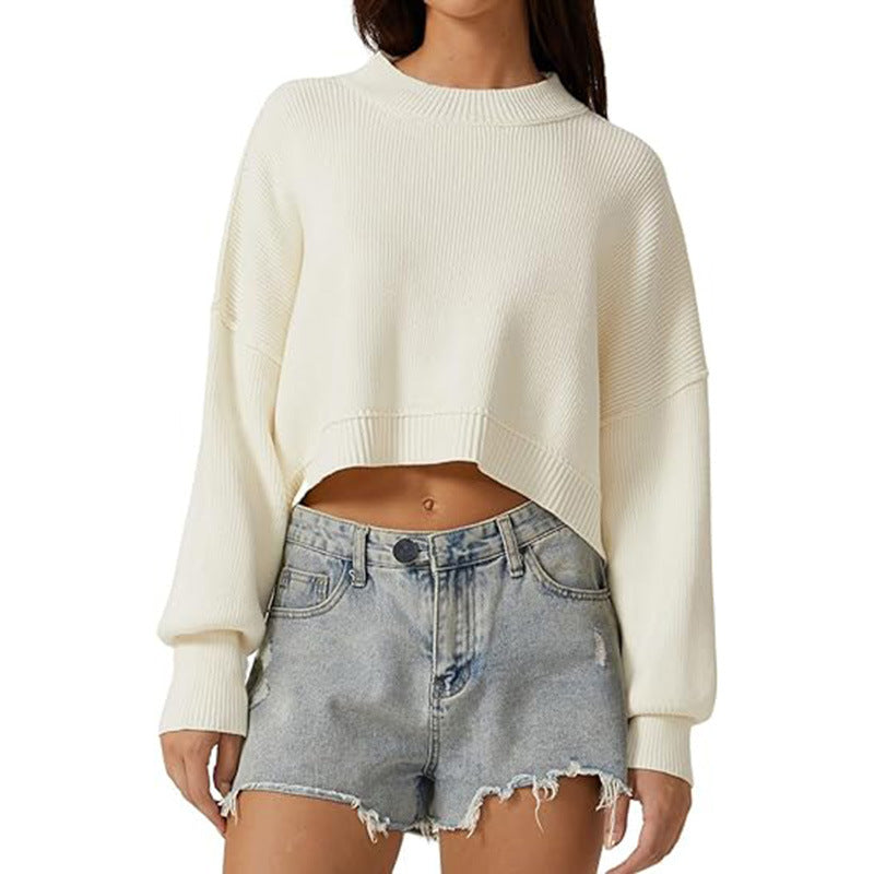 Round Neck Dropped Shoulder Sweater
