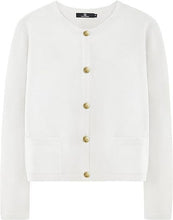 Load image into Gallery viewer, Casual Stripe Buttons Round Neck Cardigan
