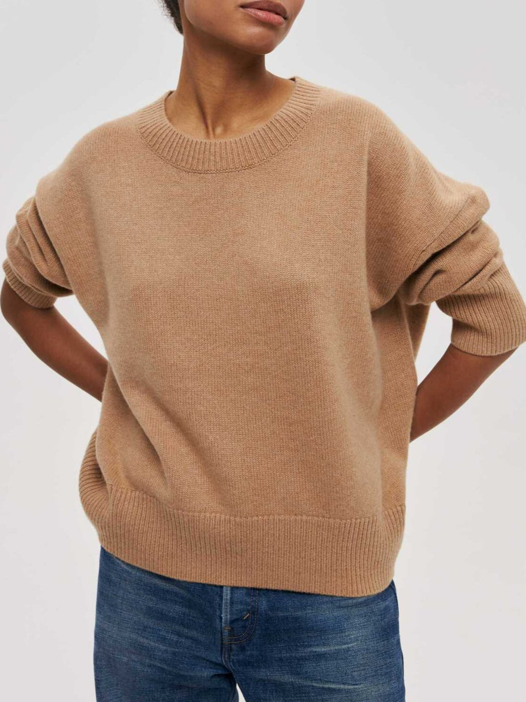 Crew Neck Loose Autumn And Winter Solid Color Knitted Sweater