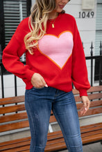 Load image into Gallery viewer, Heart Graphic Round Neck Sweater
