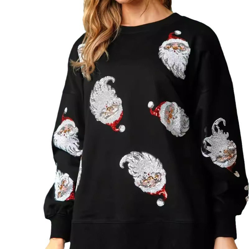 Christmas Sequin Santa French Terry Sweatshirt