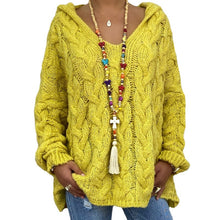 Load image into Gallery viewer, Baggy Casual Knitwear Tops Hooded Jumper Long Sleeve V Neck Loose Sweater
