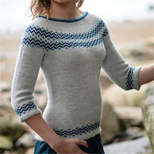 Load image into Gallery viewer, Grey  Knitted Crew Neck Icelandic Knit Pullover Sweater
