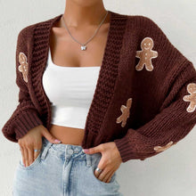 Load image into Gallery viewer, Casual Cookie Man Pattern Knitted Cardigan

