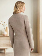 Load image into Gallery viewer, Elegant Ribbed Knit Crew Neck Bell Sleeves Button Front Cardigan
