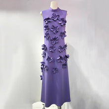 Load image into Gallery viewer, Elegant Sleeveless Mock Neck 3D Floral Maxi Dress
