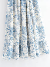 Load image into Gallery viewer, Light Blue Floral Print Short Sleeve Smocked Midi Dress
