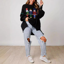 Load image into Gallery viewer, Sequin Christmas Nutcracker Round Neck Sweatshirt
