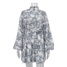 Load image into Gallery viewer, Ink Print Long Sleeve Mini Dress
