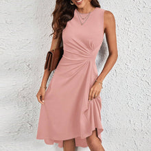 Load image into Gallery viewer, Sleeveless Asymmetric Pleated Split-Joint Midi Dress

